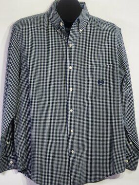 Chaps Men’s Size Large Blue/Green Plaid Long Sleeve Button Down Shirt